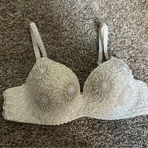 Festival Bra: Embellished Ivory & Sequin Floral Detail